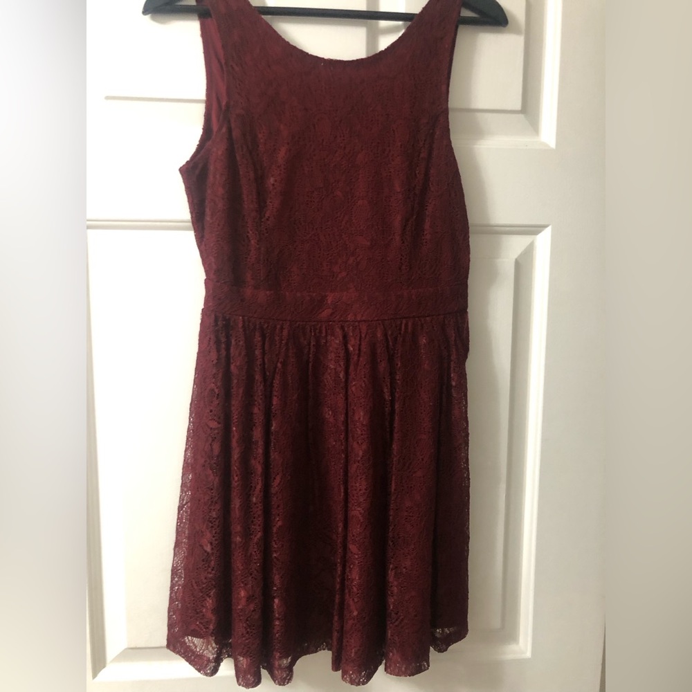 Forever 21 Burgundy Lace Mini Dress